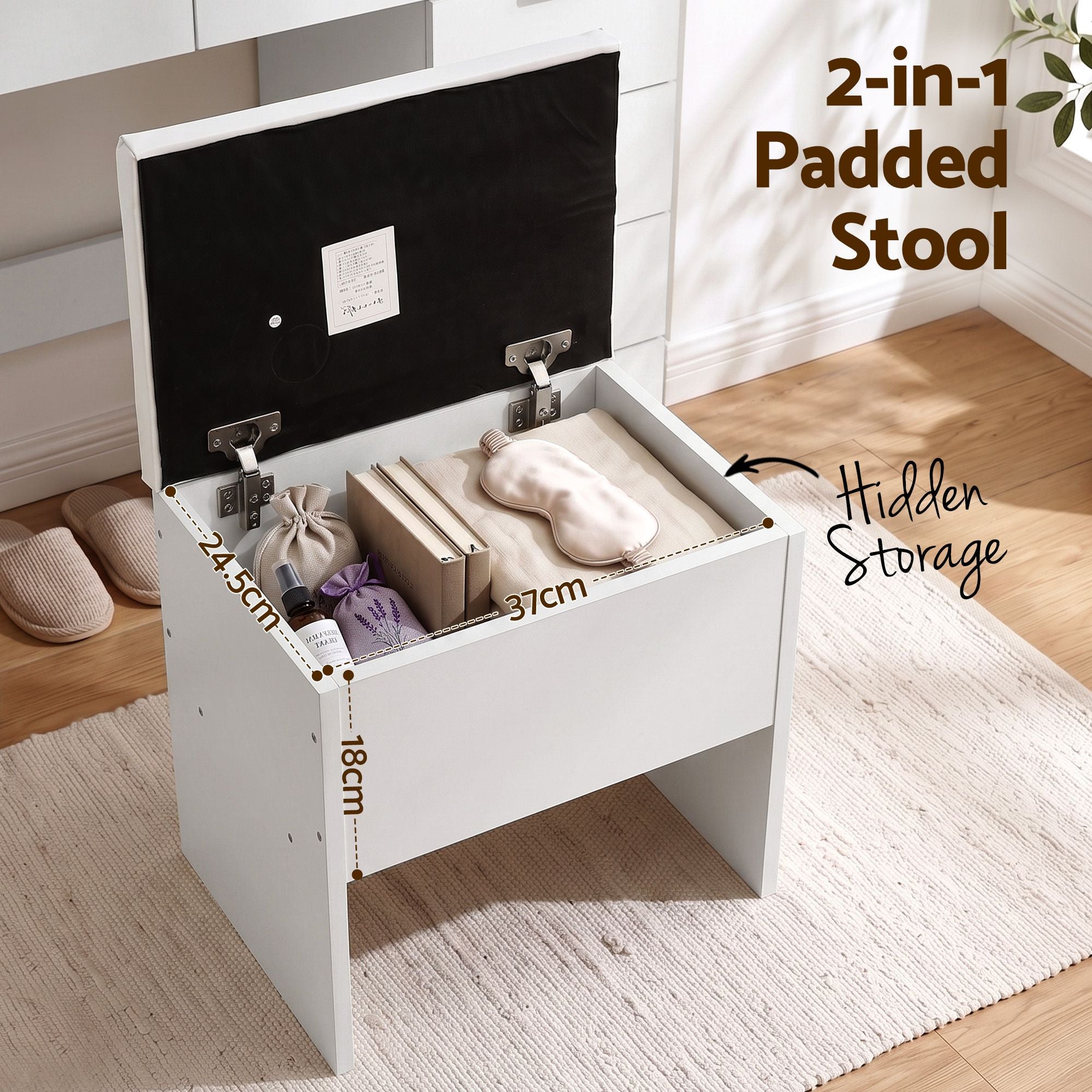 Dressing Table Makeup Vanity Desk Large LED Mirror 10 Drawers Power Outlet Hair Dryer Holder Hook White