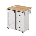 Kitchen Island Trolley with Storage Drawers and Rolling Cabinet 100cm - White Pine