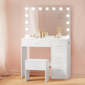 Dressing Table Set Stool 15 Led Bulbs White Darcy