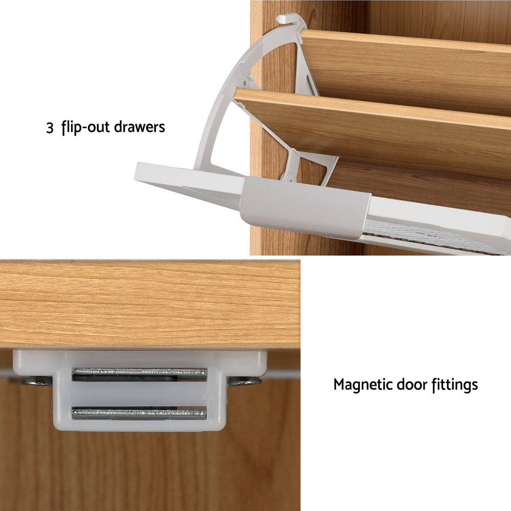 Mirror Shoe Cabinet White Mesh