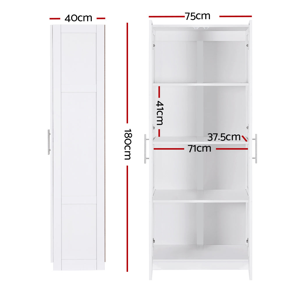 2 Door Wardrobe Bedroom Cupboard White