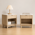 2X Bedside Table Nightstand 1 Drawer Shelves Pine