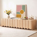 180cm Scalloped TV Unit Entertainment Cabinet with Adjustable Shelves - Pine