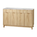 Buffet Sideboard Cabinet Kitchen Storage Cupboard Marble 2 Drawers Pine