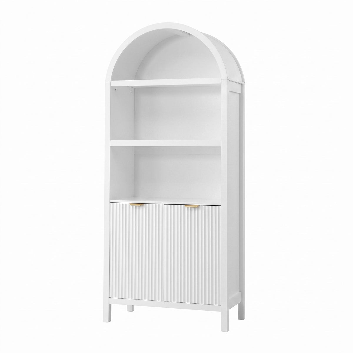 Buffet Sideboard Cabinet 180cm with Arched Storage and Bookshelf - White
