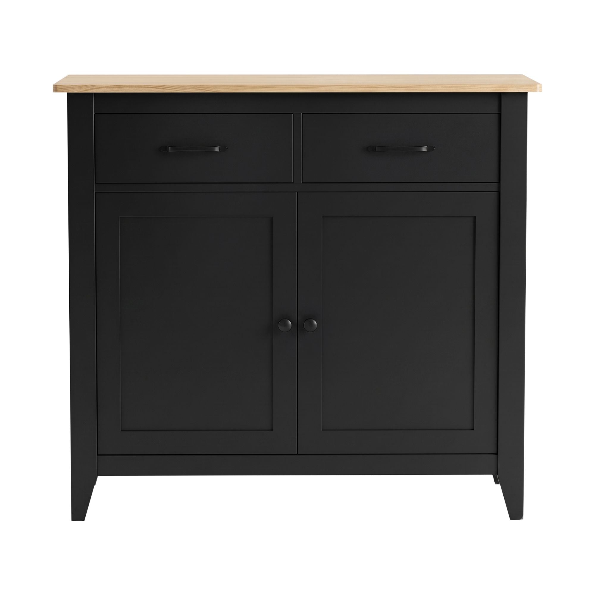 Buffet Sideboard Cabinet 90cm with 2 Drawers and Shelves - Black