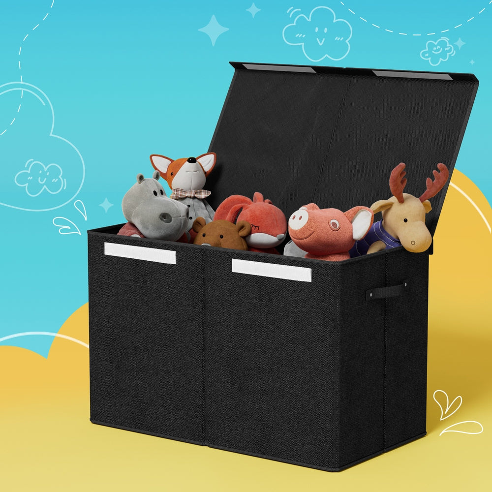 Large Toy Box Chest Storage with Flip-Top Lid Foldable Organiser Bins
