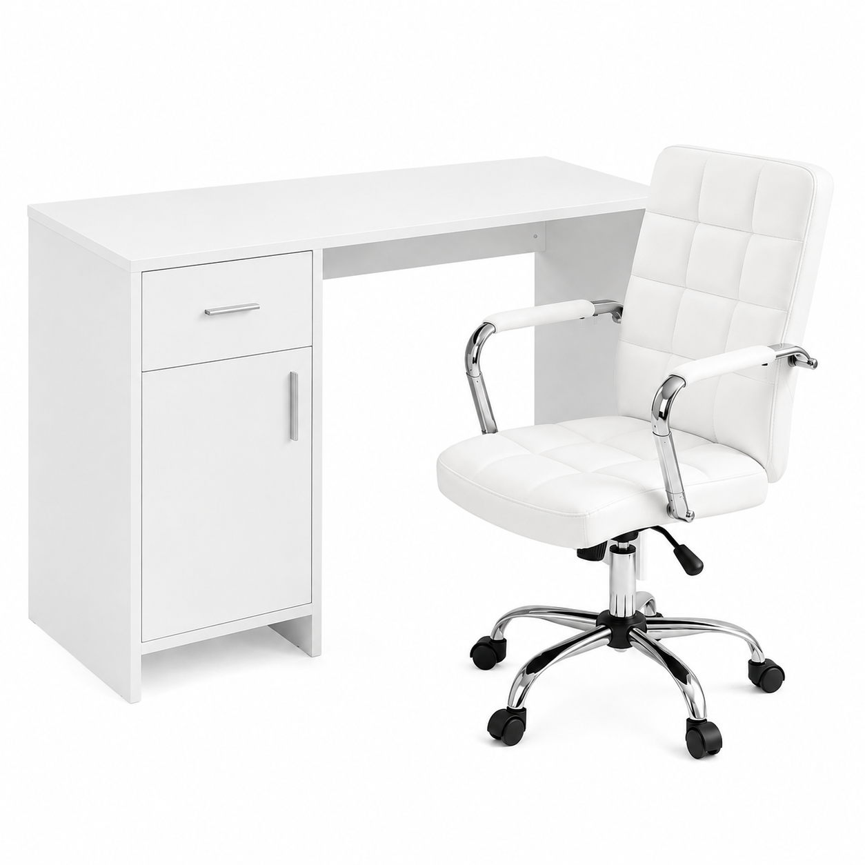 Office Desk and Chair Set 100cm Computer Desk PU Leather Office Chair