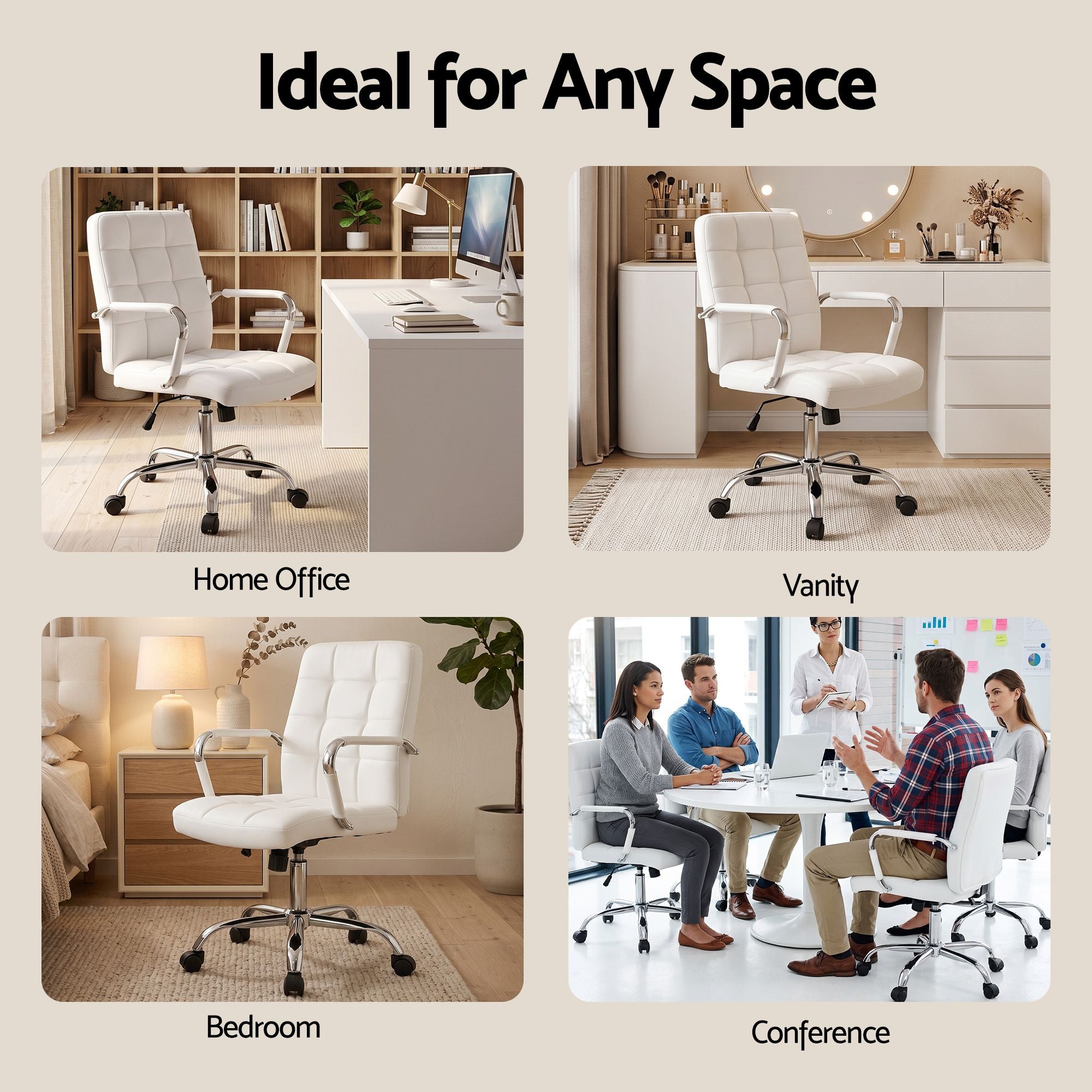 Office Desk and Chair Set 100cm Computer Desk PU Leather Office Chair