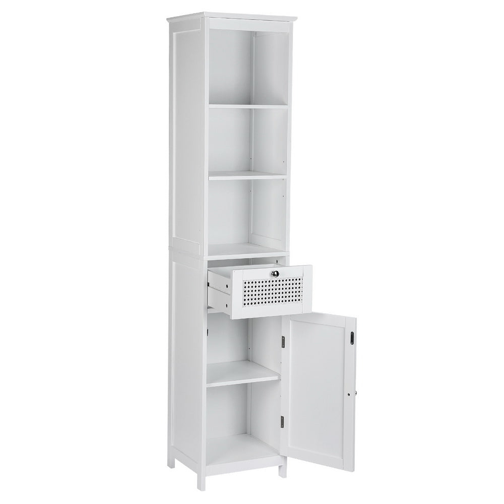 Rattan Style Bathroom Cabinet Bathroom Storage White