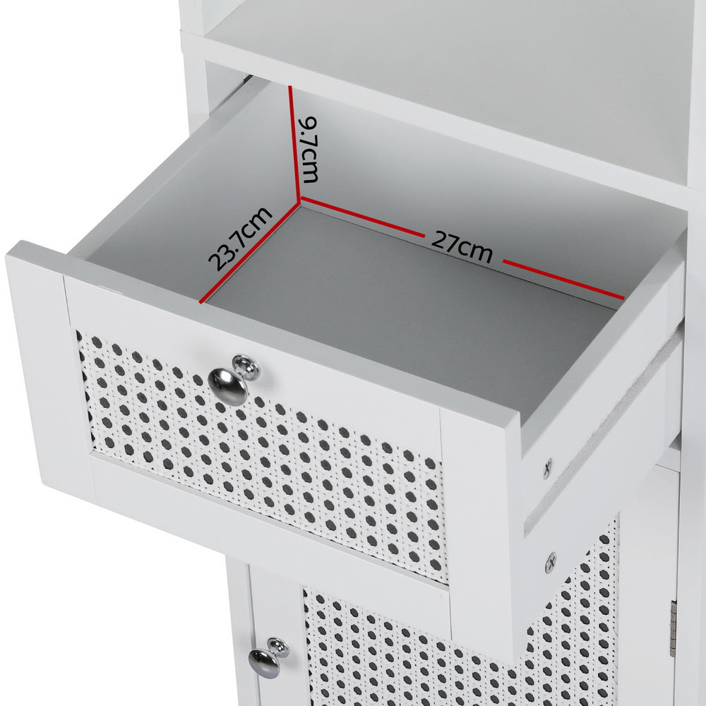 Rattan Style Bathroom Cabinet Bathroom Storage White