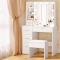 Dressing Table Set Stool 10 Led Bulbs White Dylan