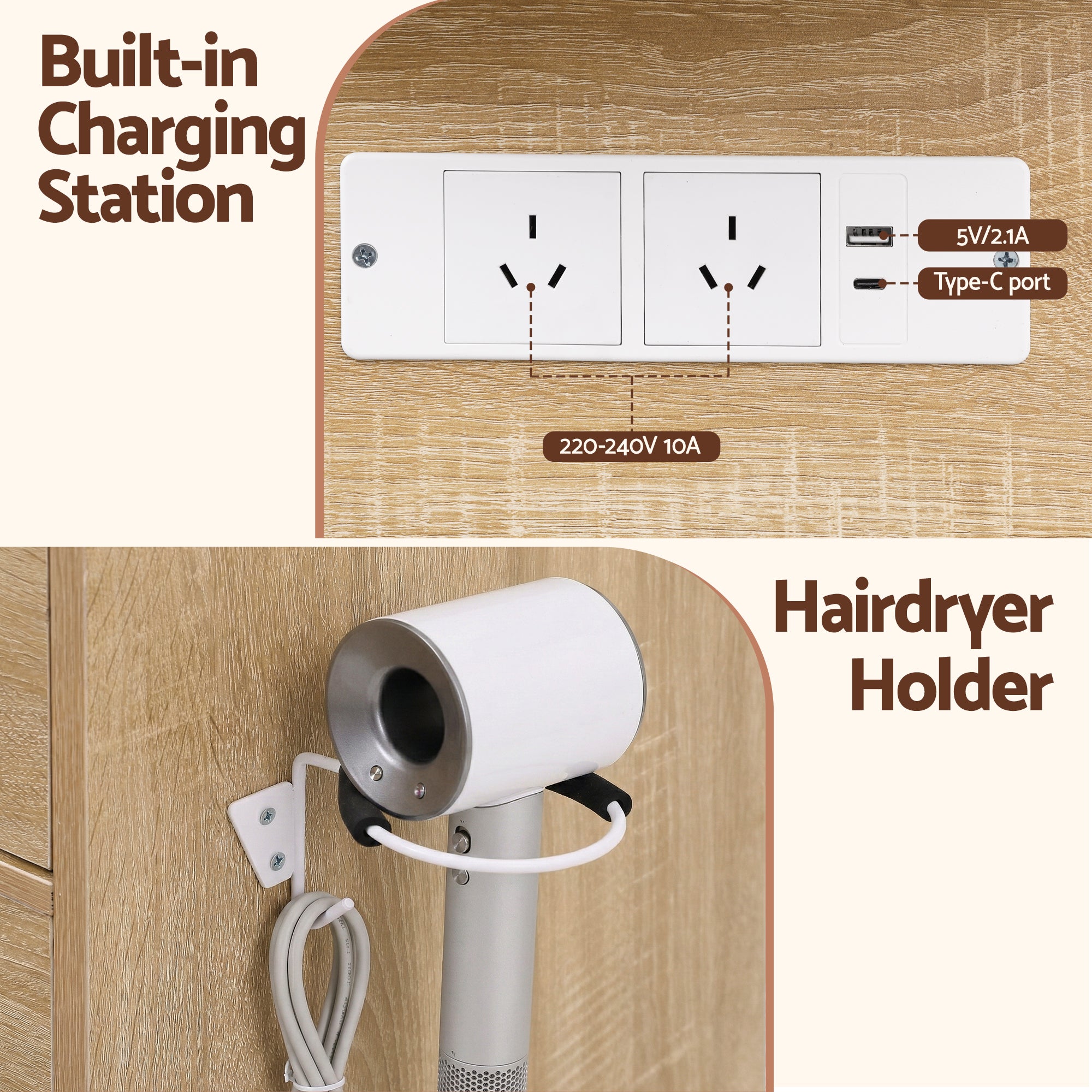 Dressing Table Vanity Desk Set Stool LED Bulbs Wood