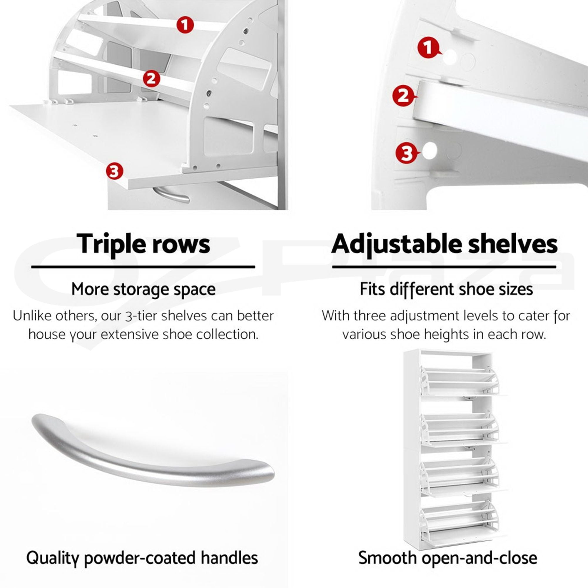 2x Shoe Cabinet Storage Organiser 4 Flip Drawer White