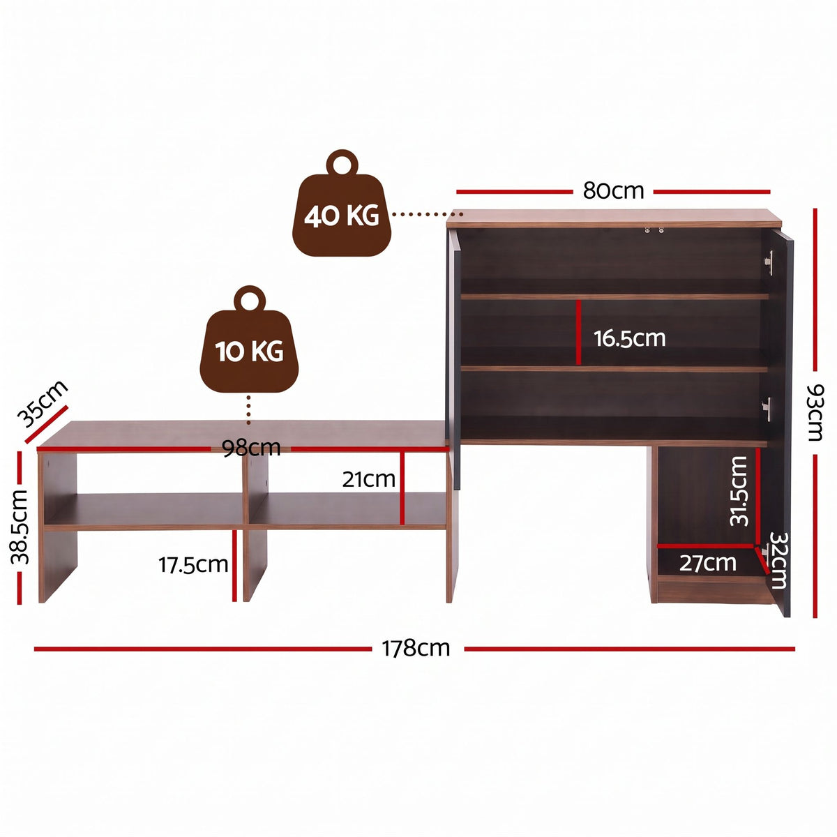 2-in-1 Shoe Cabinet Bench with Adjustable Shelf for Hallway - Walnut & Black