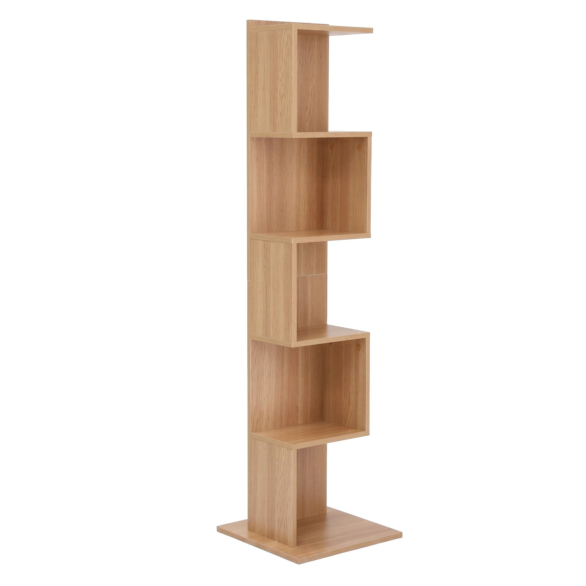 5 Tiers Bookshelf S-shaped Bookcase Oak