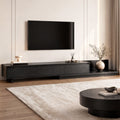 Extendable TV Unit 200-380CM with 3 Storage Drawers for TVs up to 85" - Dark Walnut & Black