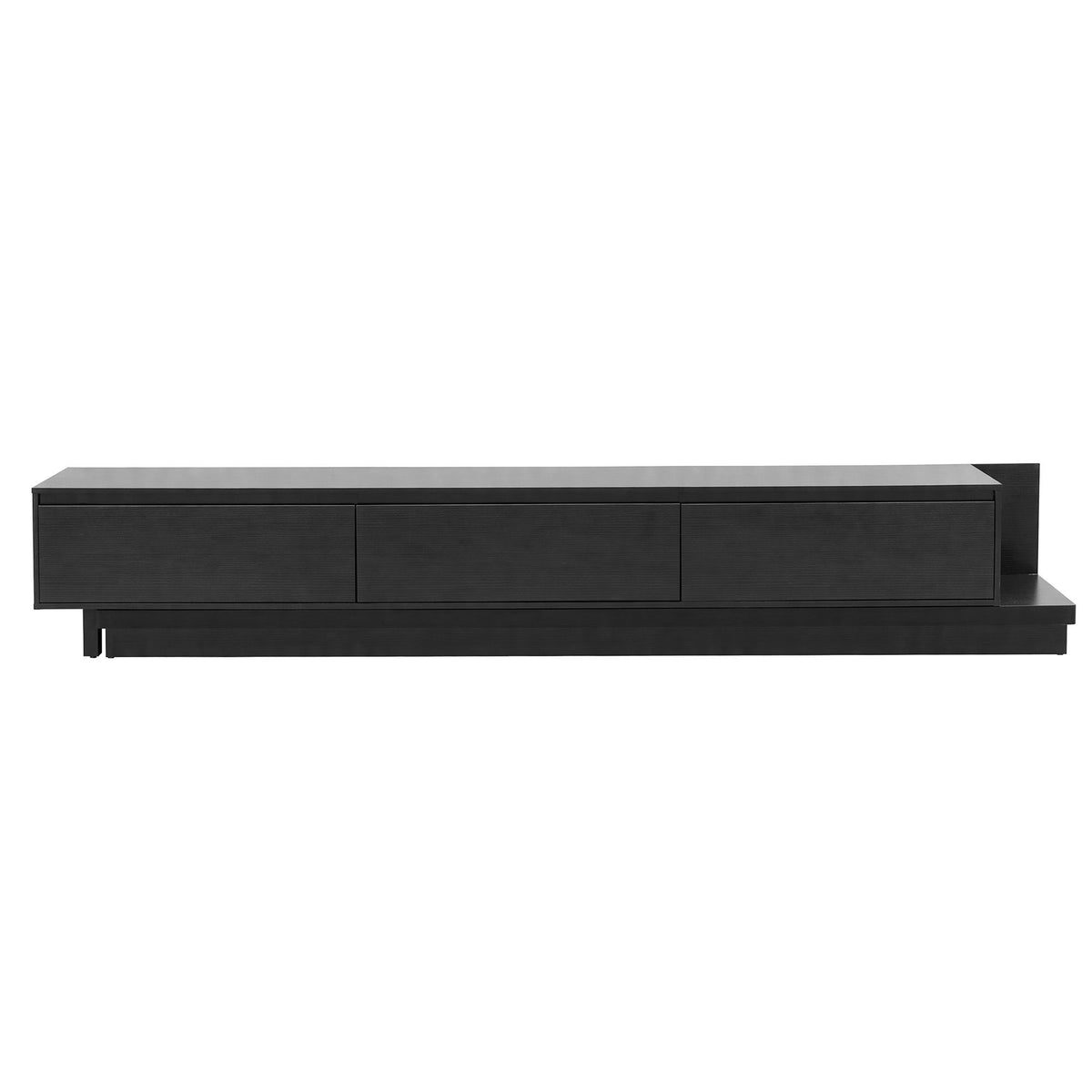 Extendable TV Unit 200-380CM with 3 Storage Drawers for TVs up to 85" - Dark Walnut & Black