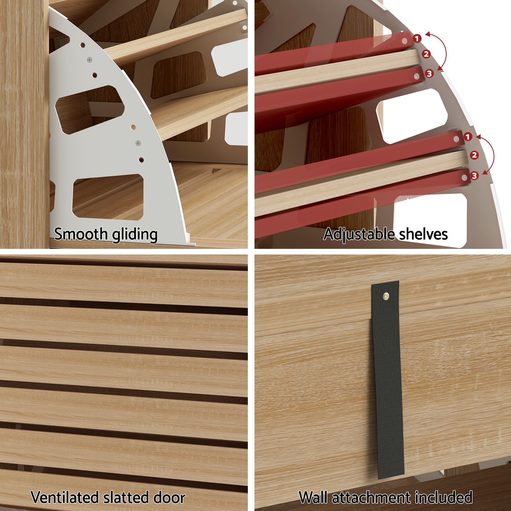2x Shoe Cabinet Storage Organiser 3 Flip Drawer Pine