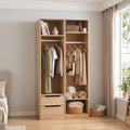 2X Wardrobe Clothes Closet Storage Organiser with Shelves and Drawers - Pine