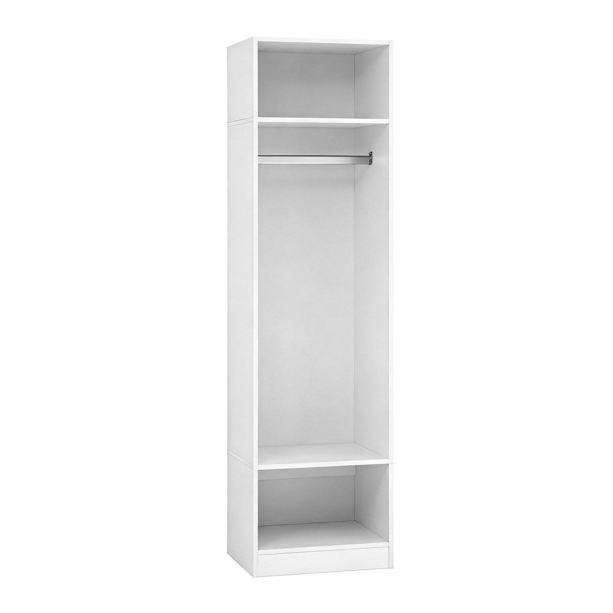 2-Piece Wardrobe Closet Storage Organiser with Shelves and Hanging Rod - White