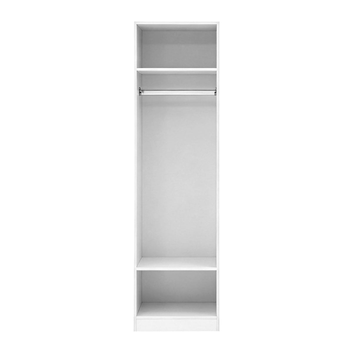 2-Piece Wardrobe Closet Storage Organiser with Shelves and Hanging Rod - White
