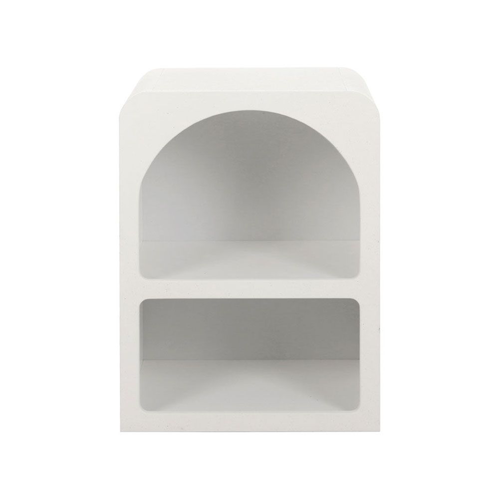 2x Bedside Table 2 Shelves - ARCHED White