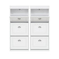 2x Shoe Cabinet Storage Organiser 3 Flip Drawer White