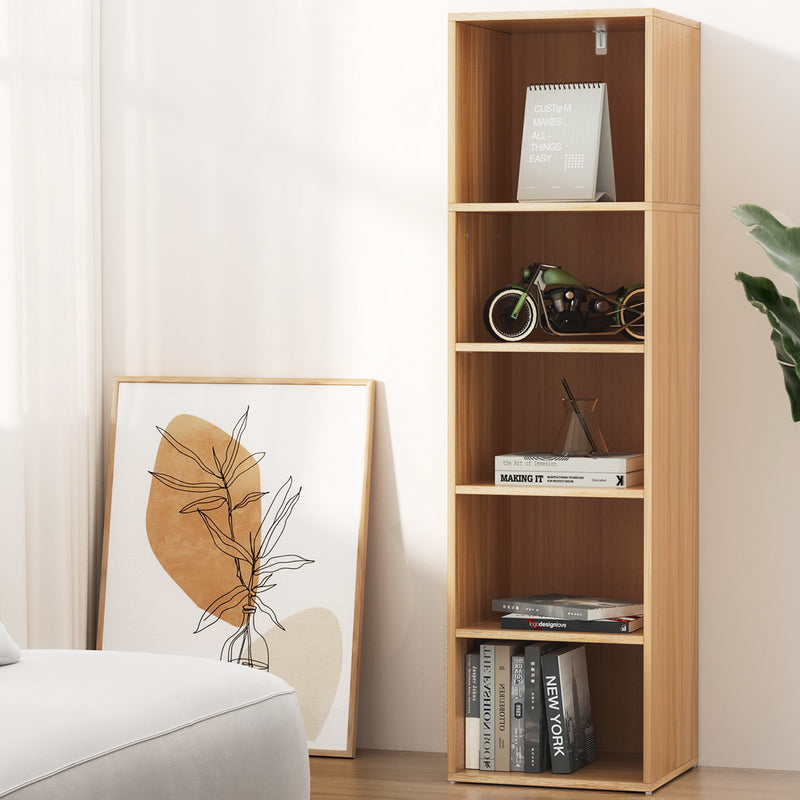 5 Tier Narrow Pine Bookshelf