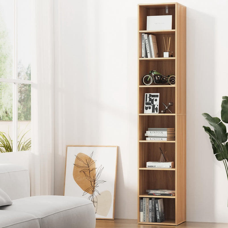 8 Tier Narrow Pine Bookshelf