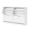2x Shoe Cabinet Storage Organiser 2 Flip Drawer White