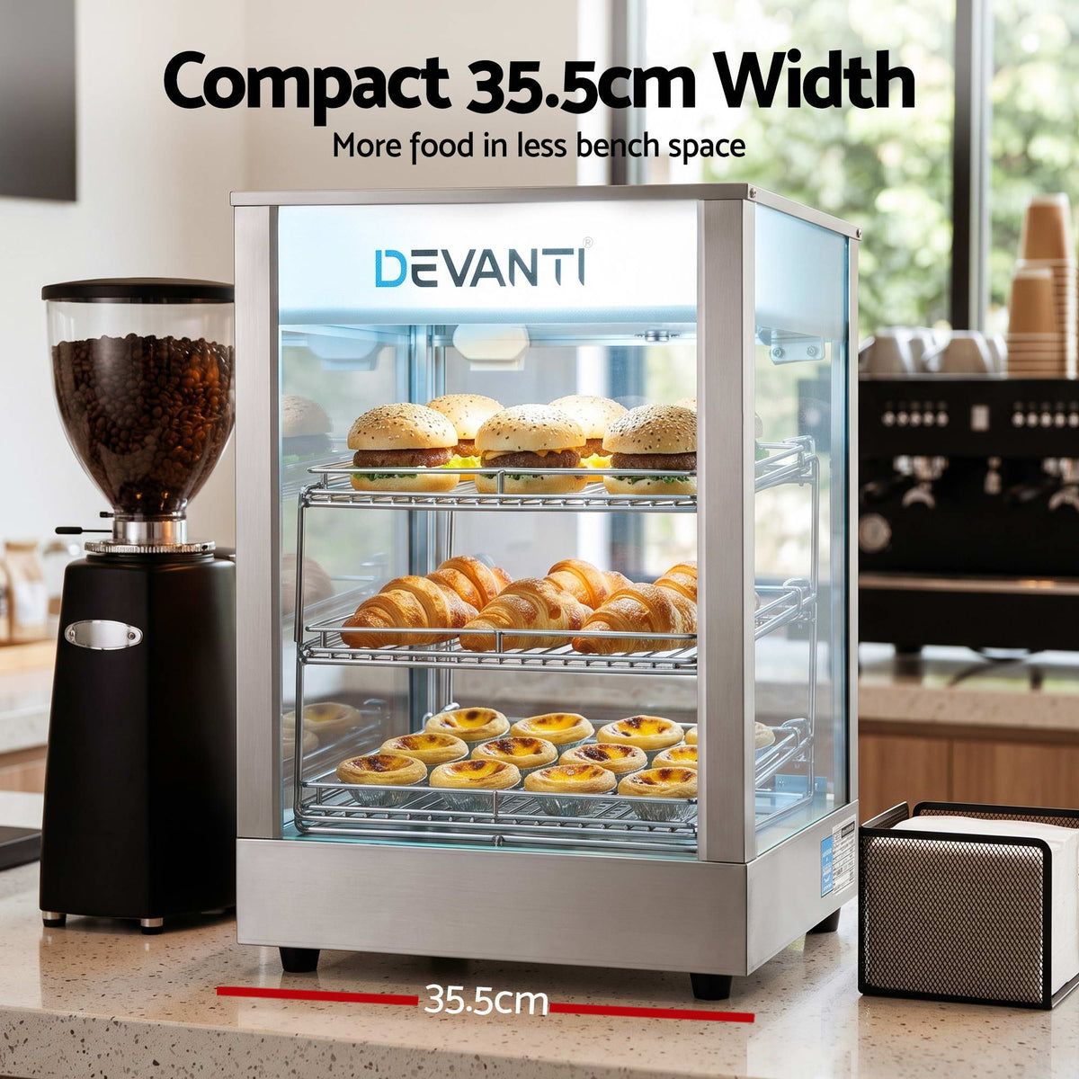 Commercial Food Warmer 850W 3 Shelf Heated Display Cabinet