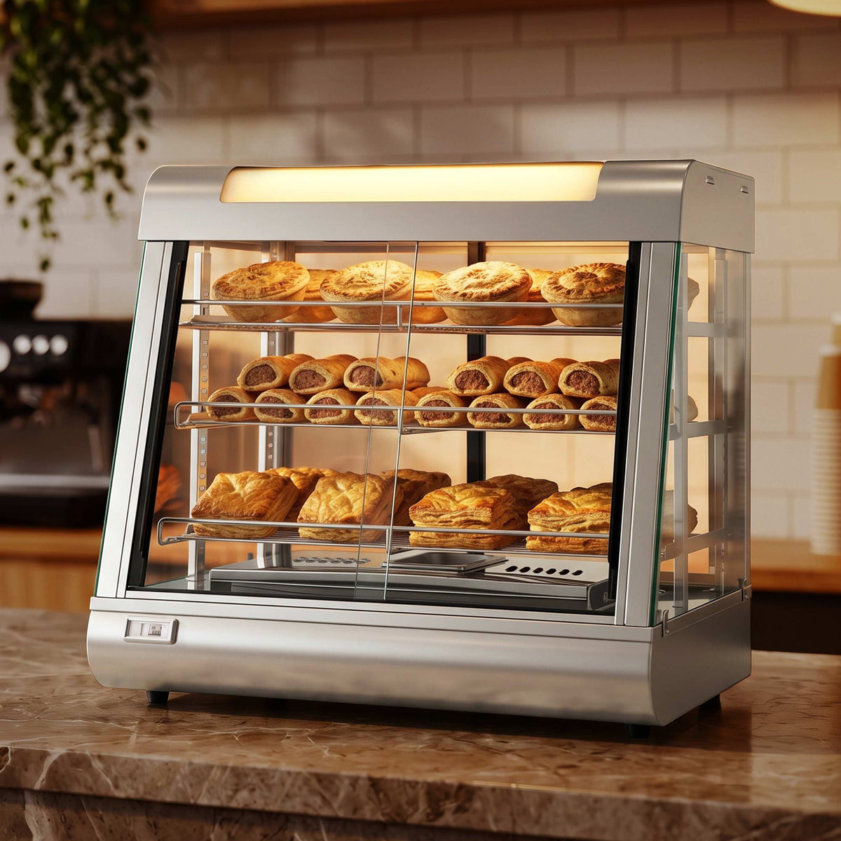 Commercial Food Warmer 1500W 3 Shelf Heated Display Cabinet