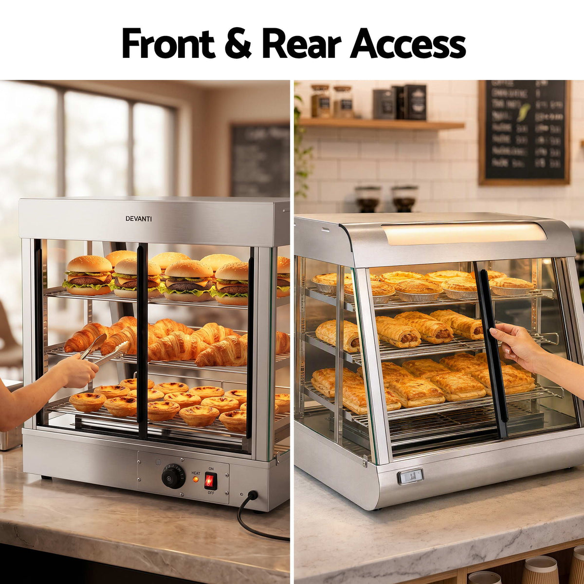 Commercial Food Warmer 1500W 3 Shelf Heated Display Cabinet