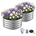 Round Raised Garden Bed 60x60x30cm 2 Pack Galvanised Planter Box - Silver