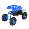 Adjustable Height 360° Swivel Garden Seat with Wheels 150kg Capacity - Blue