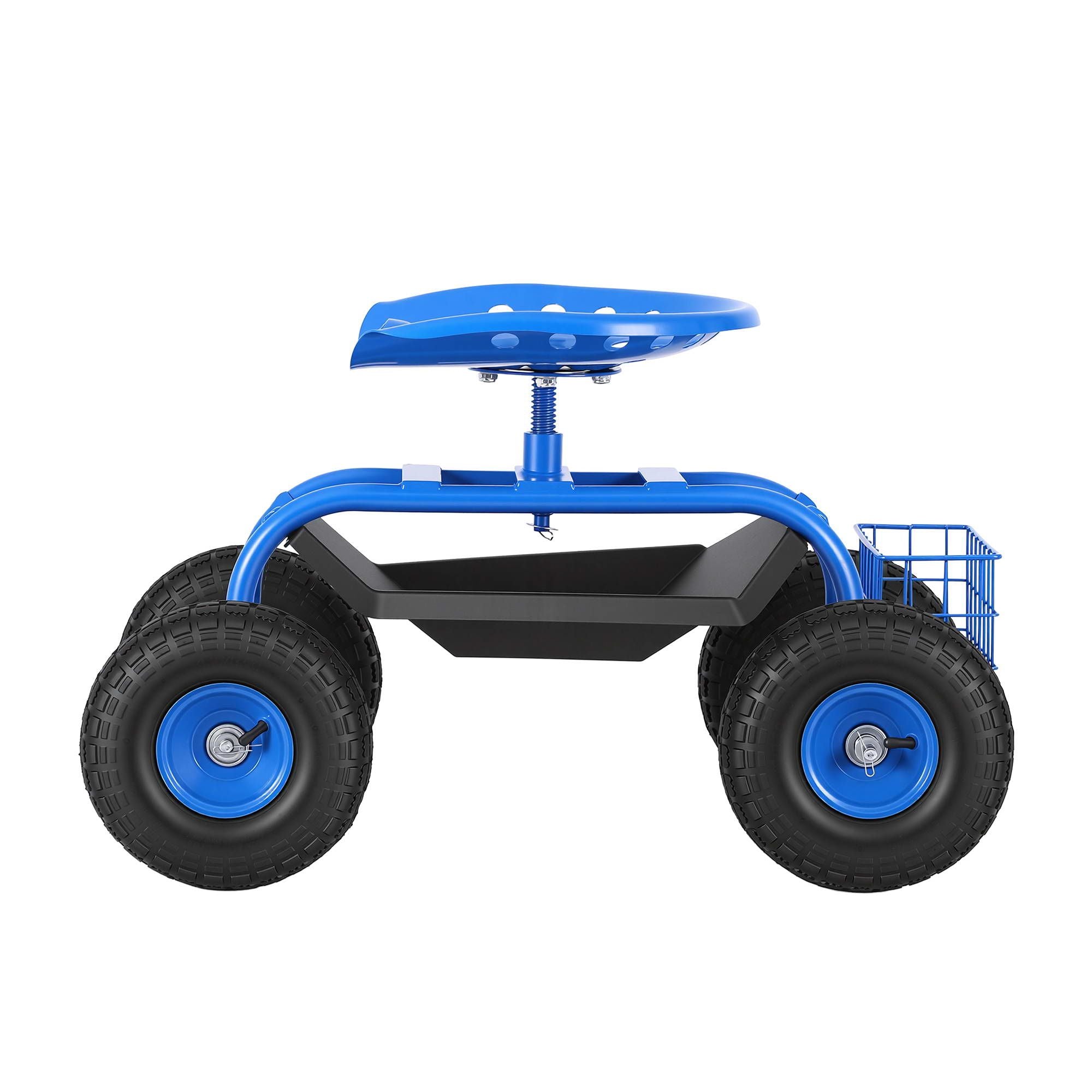 Adjustable Height 360° Swivel Garden Seat with Wheels 150kg Capacity - Blue