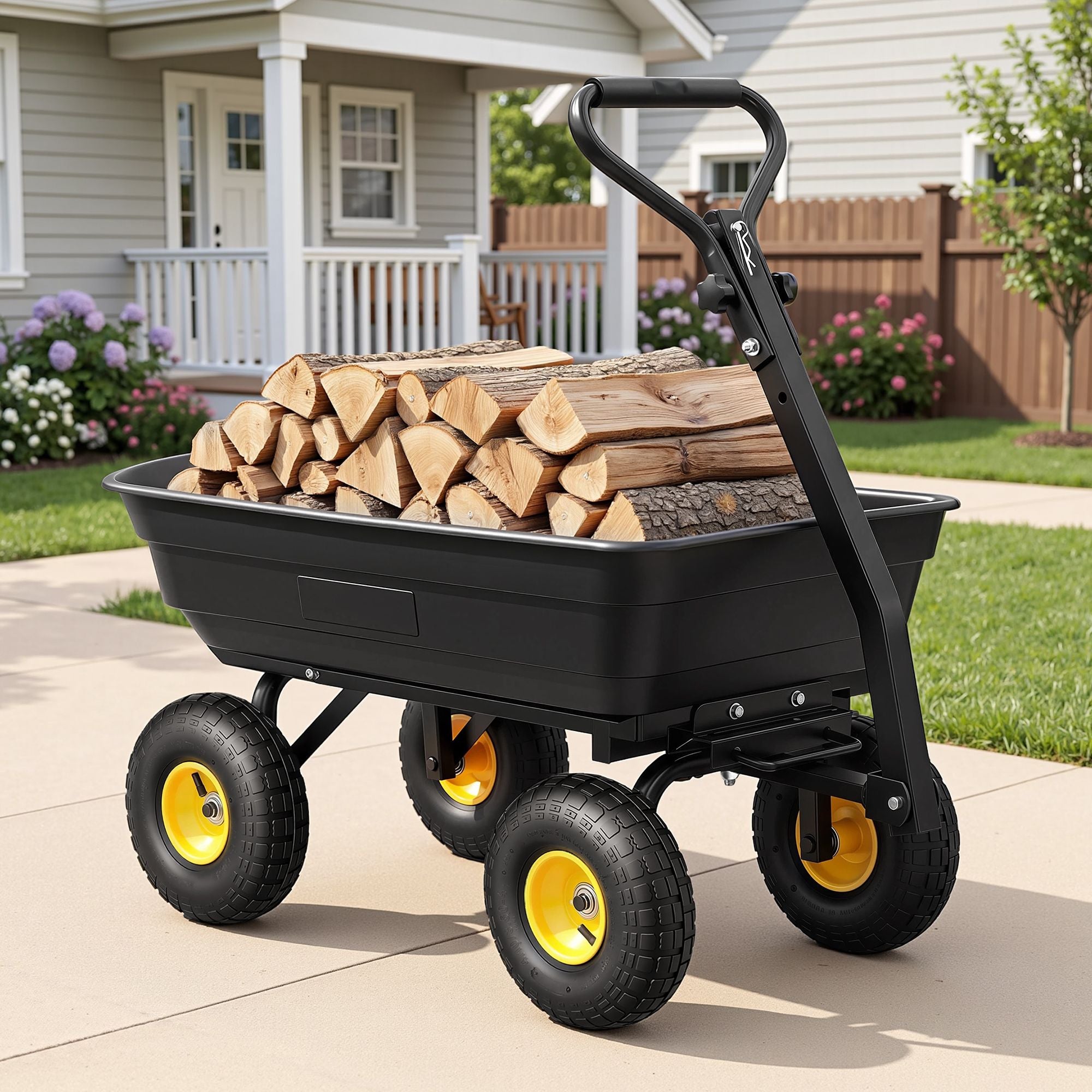 Garden Cart Dump Utility Wagon 270kg 2in1 Handle Tractor Trolley 110L with 10in Tyres