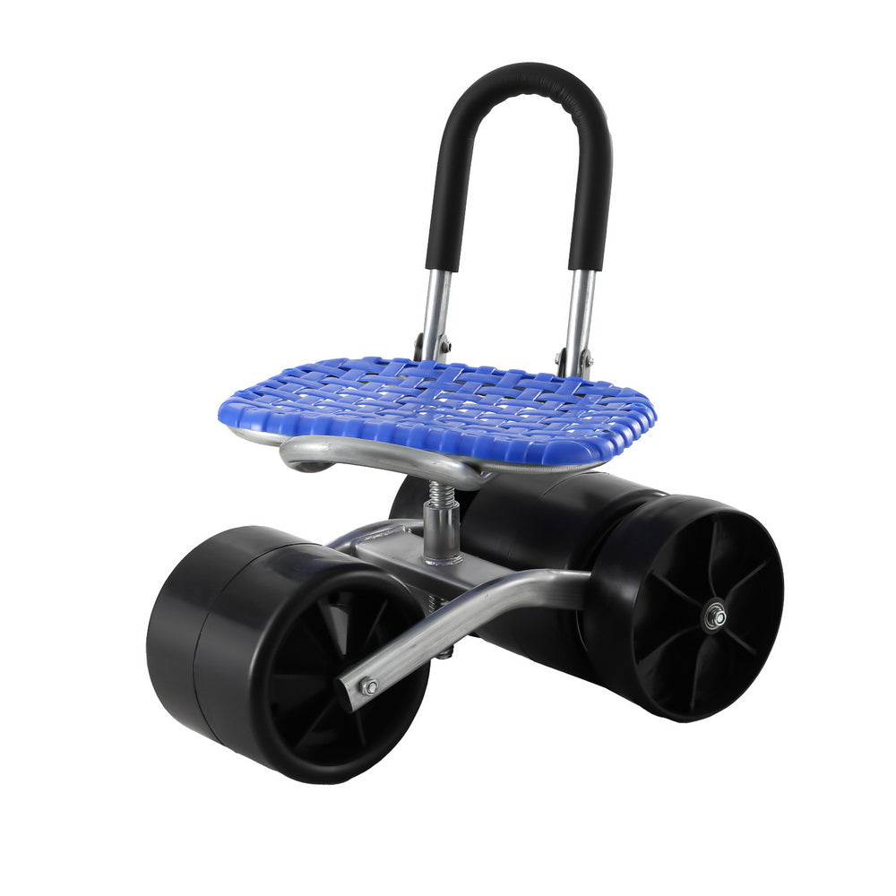 Garden Stool Foldable with Wheels Blue