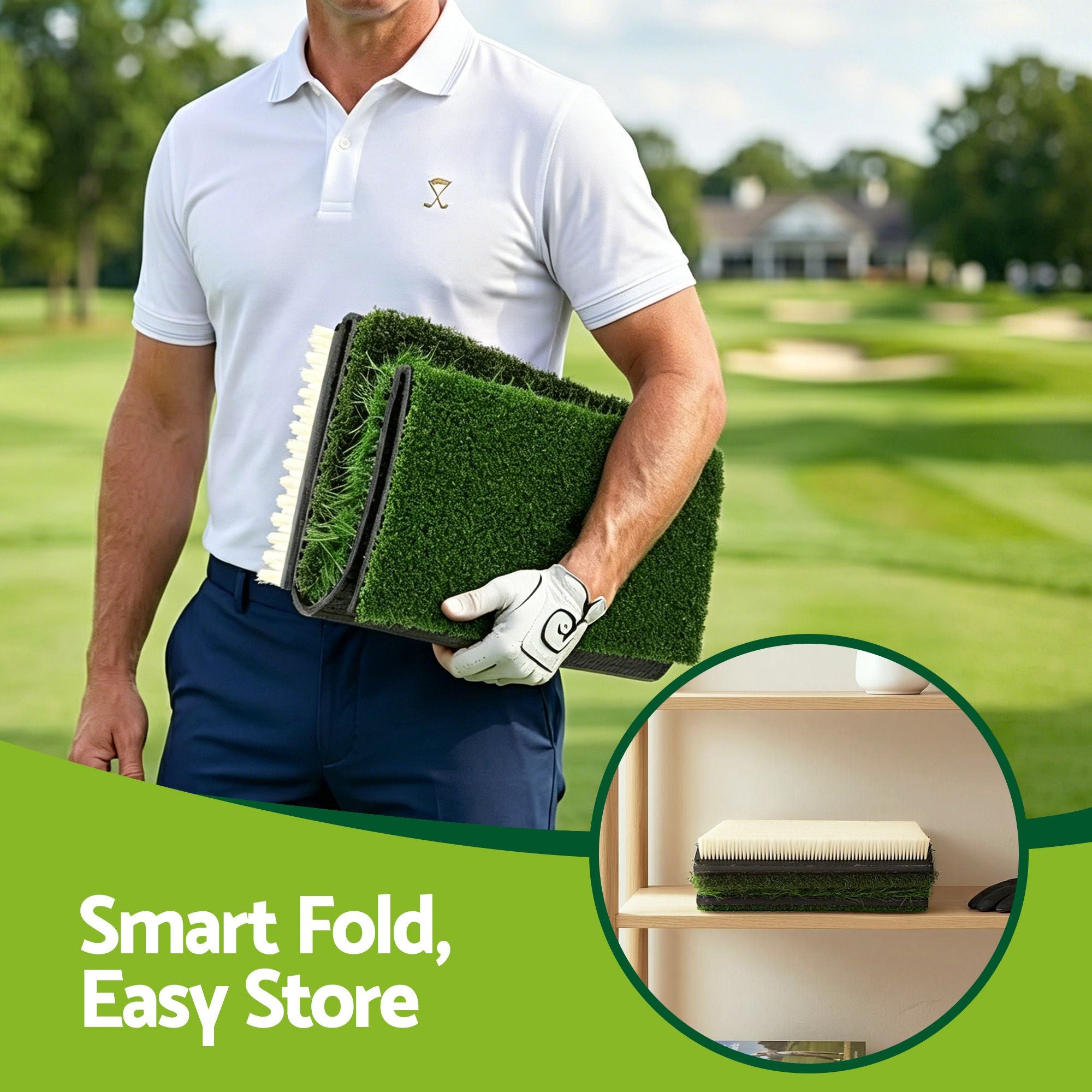 Golf Hitting Mat Practice Turf 4 in 1 Foldable Training Aid Backyard