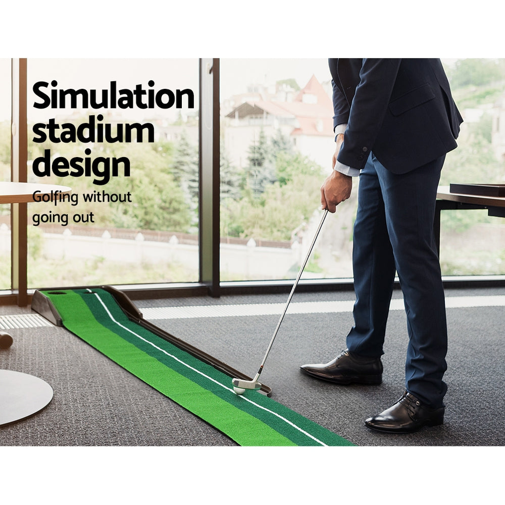 3M Golf Putting Practice Mat with Auto Return Track - Green