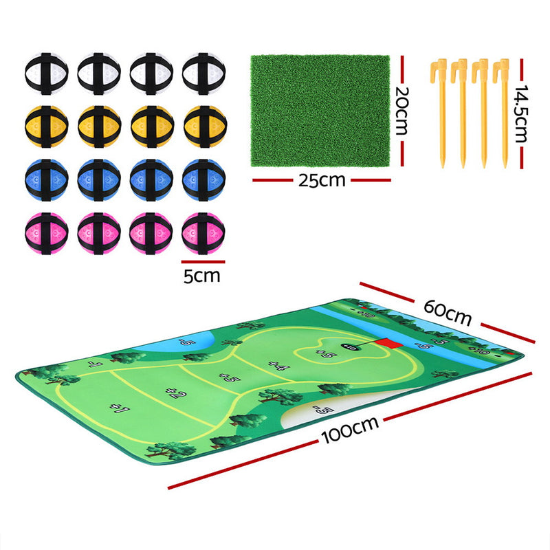 Golf Chipping Game Mat Indoor Outdoor Practice Training Aid Set