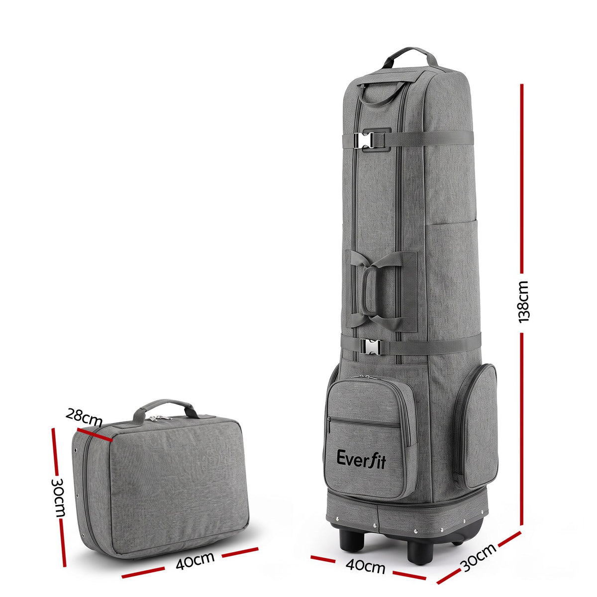 Golf Travel Bag with Wheels Foldable Soft Case Flight Cover - Grey