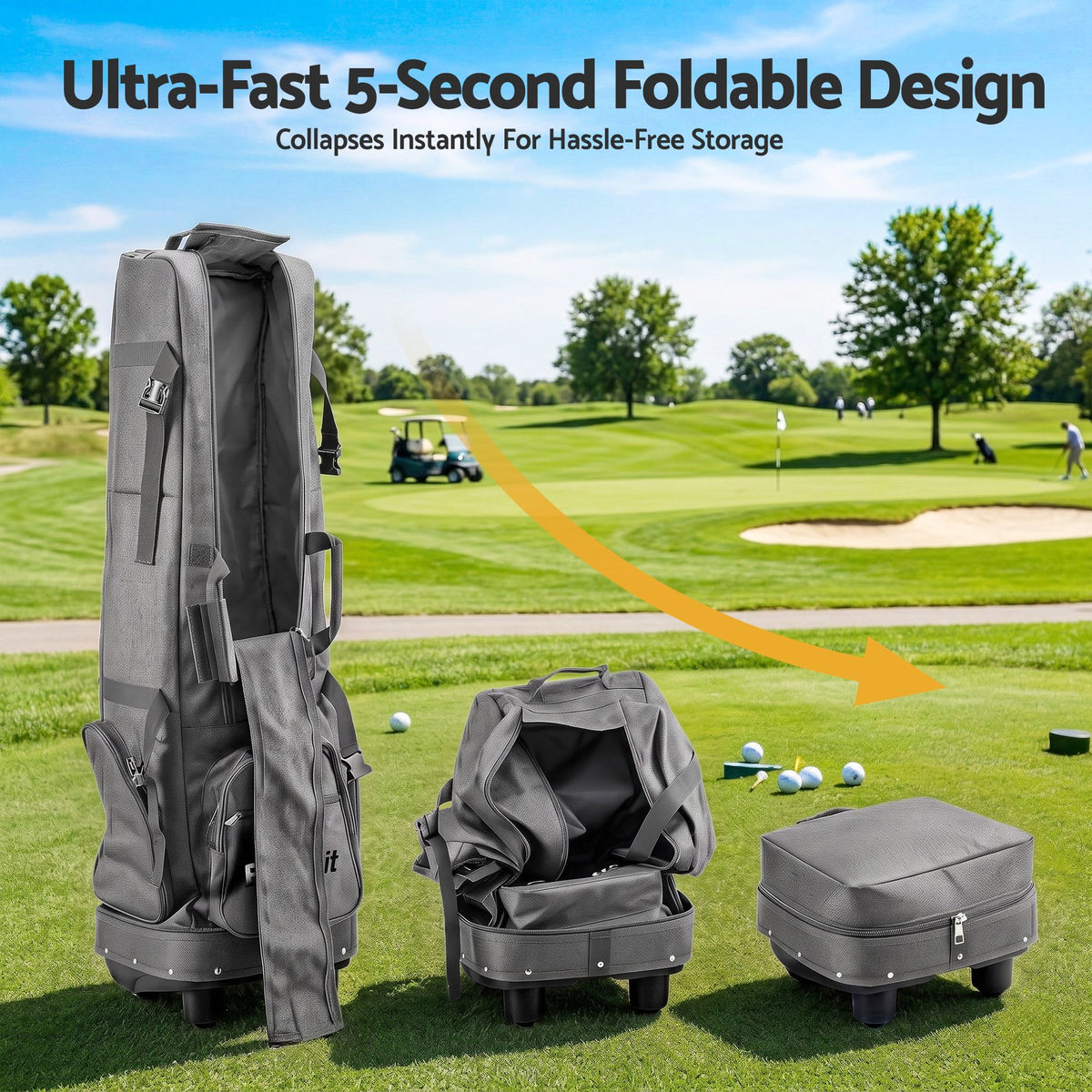 Golf Travel Bag with Wheels Foldable Soft Case Flight Cover - Grey