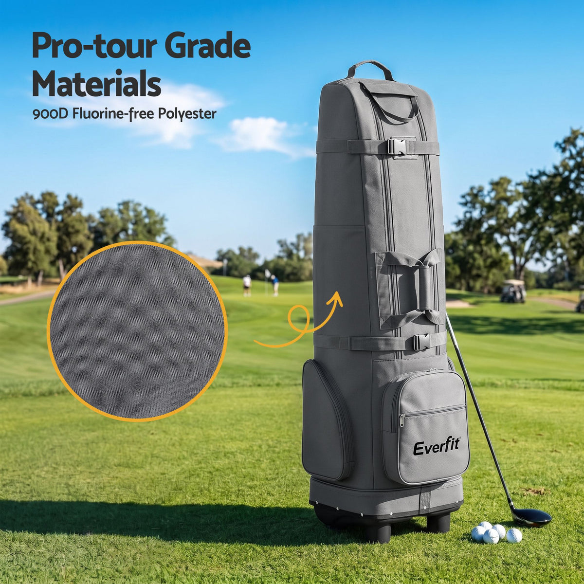 Golf Travel Bag with Wheels Foldable Soft Case Flight Cover - Grey