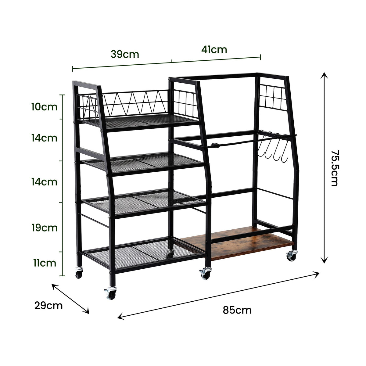 Golf Bag Storage Rack with 4 Shelves and 1 Bag Holder - Black