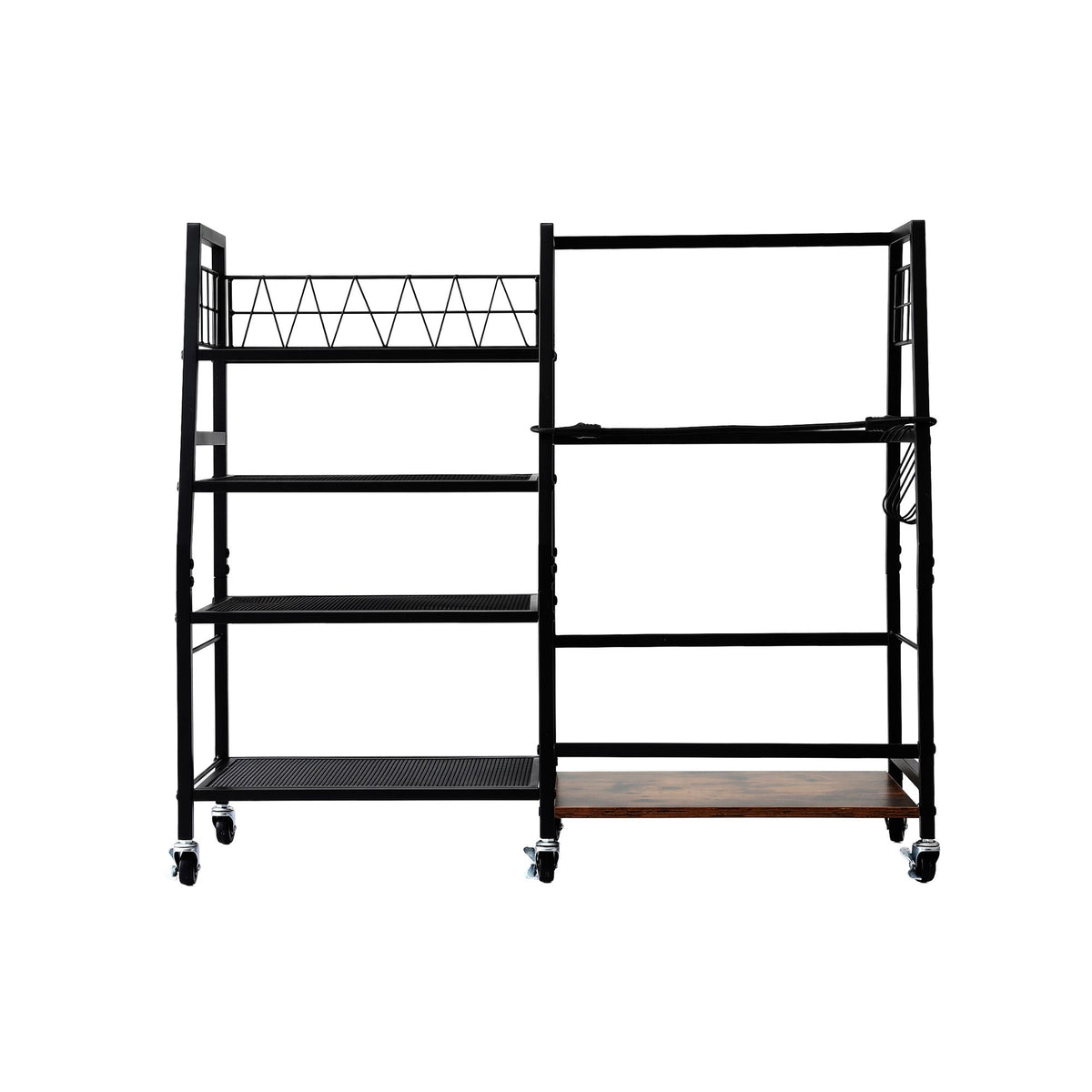 Golf Bag Storage Rack with 4 Shelves and 1 Bag Holder - Black