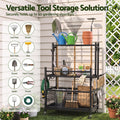 Garden Tool Organizer Rack 16 Slots Rolling Garage Storage with Hooks