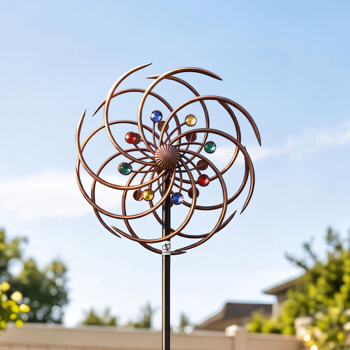 Double Layer Metal Garden Windmill Wind Spinner 190cm - Bronze