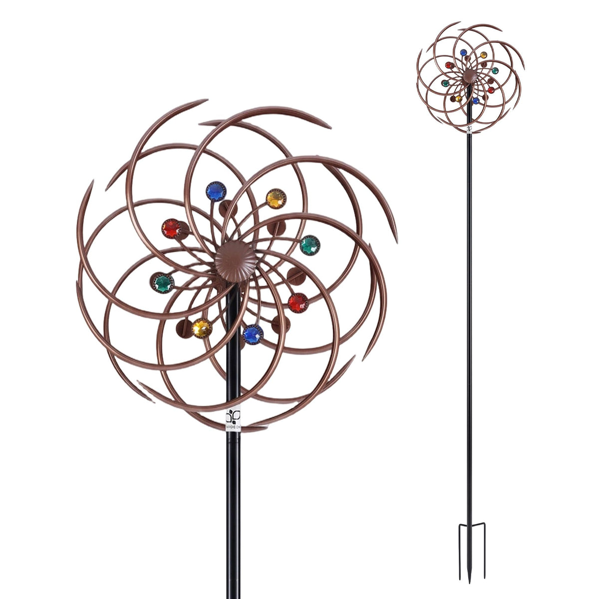 Double Layer Metal Garden Windmill Wind Spinner 190cm - Bronze